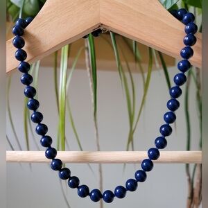 Monet Vintage Navy Knotted Glass Bead Necklace